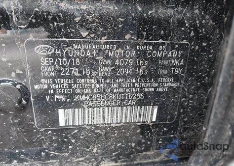 2019 Hyundai Ioniq Limited z USA, uszkodzony, nr VIN KMHC85LC8KU116286